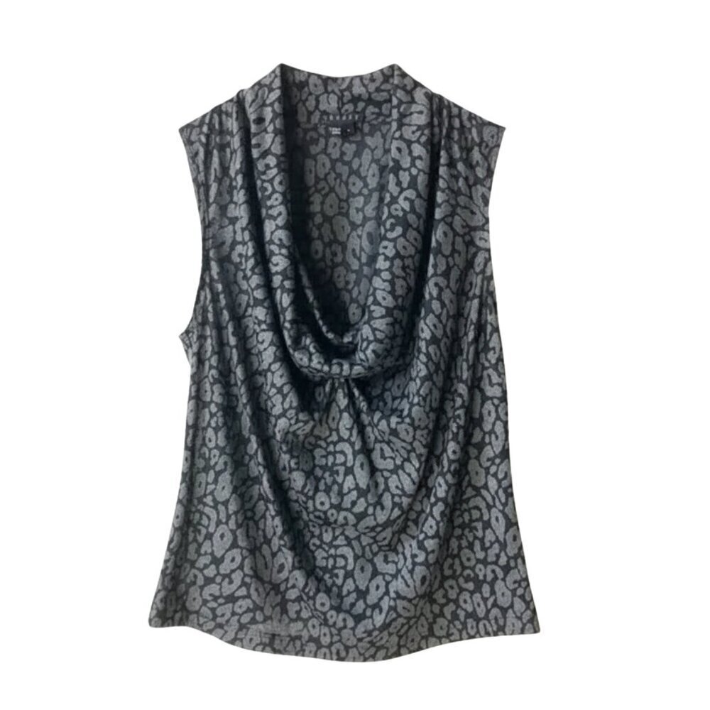 Theory Black Gray Cowl Neck Sleeveless Top
